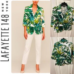 Lafayette 148 New‎ York Womens Blazer Jacket Size 8 Tropical Palm Leaf Print